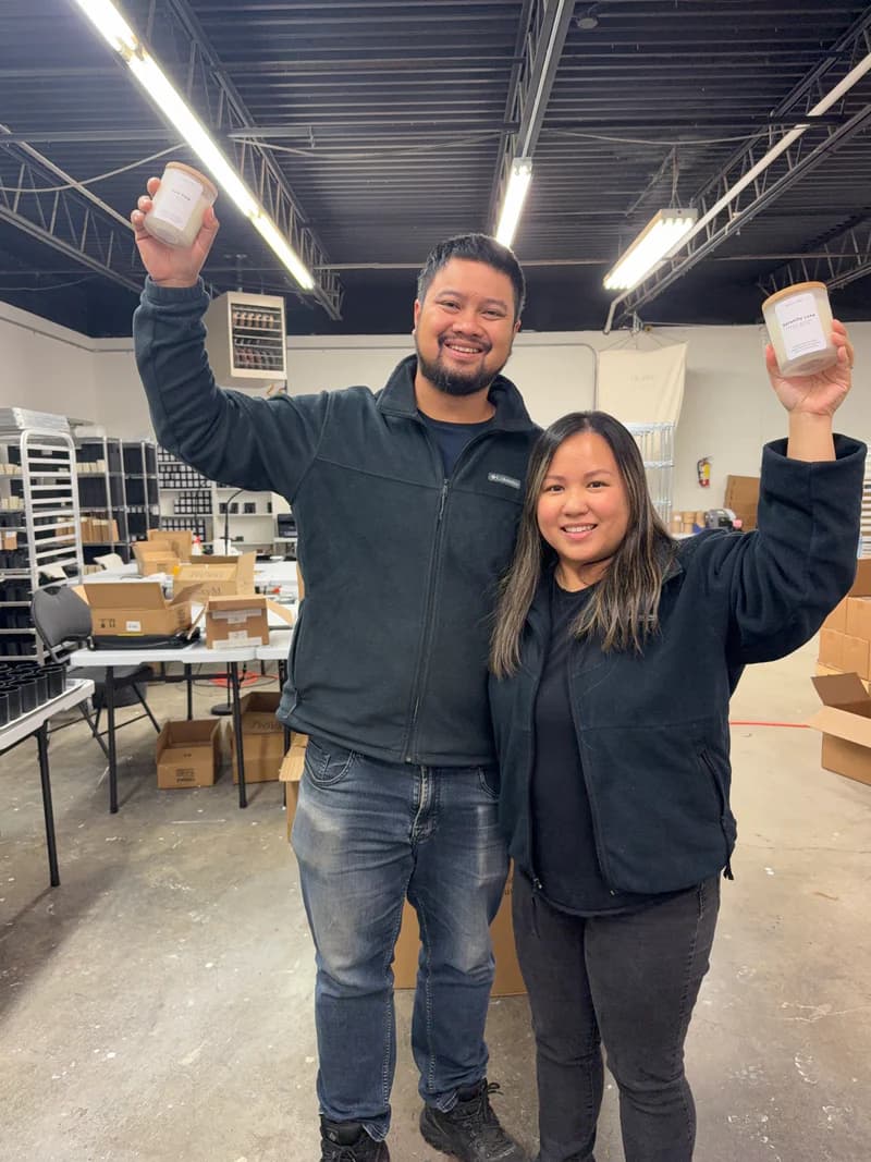 Andy and his wife in the Wick of Hope workshop