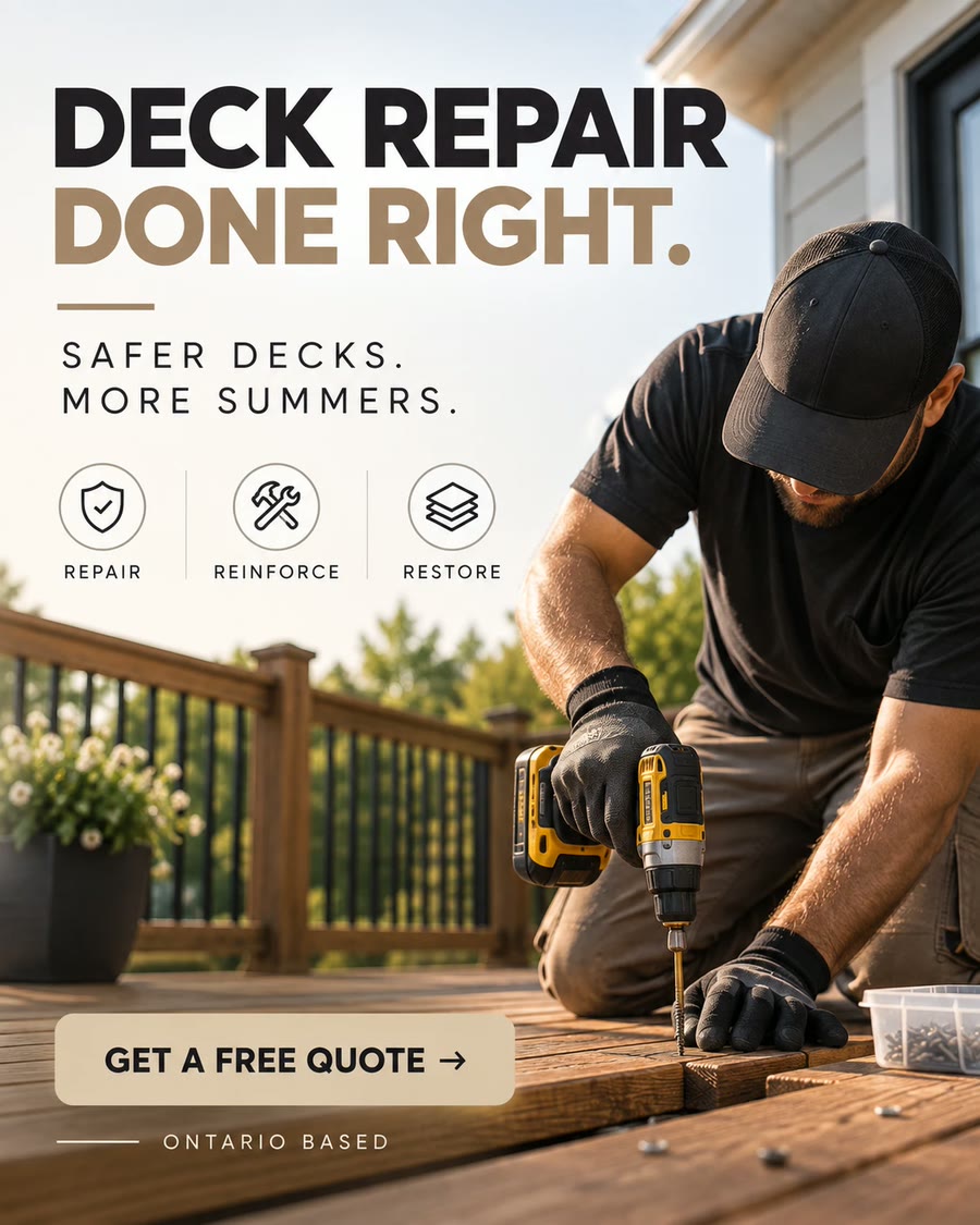 A deck repair feed ad