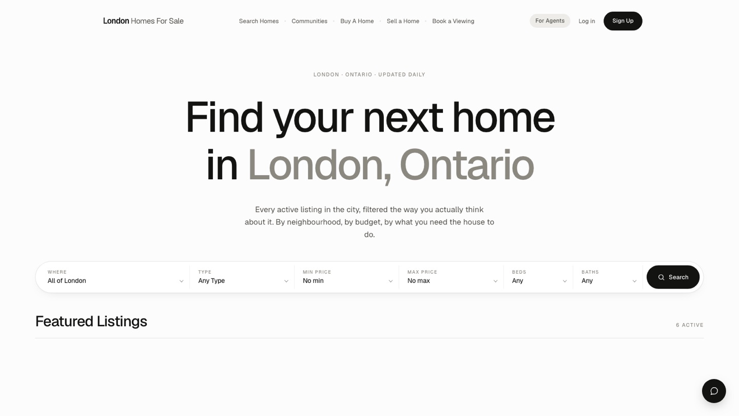 The London Homes For Sale website