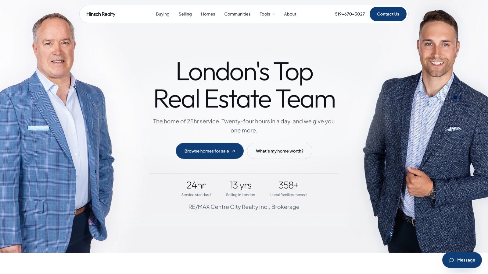The Hinsch Realty website